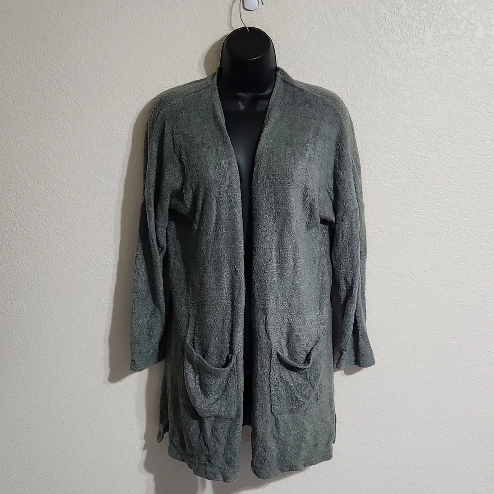 Z SUPPLY FEATHER KNIT CARDIGAN GREEN OPEN CARDIGAN POCKETS Size SMALL - Picture 4 of 9